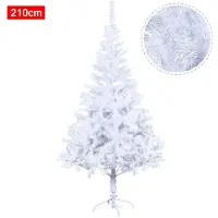 QEENTOE Albero di Natale artificiale , 210 cm, albero di Natale in PVC bianco, abete artificiale con supporto in metallo, decorazione natalizia per interni