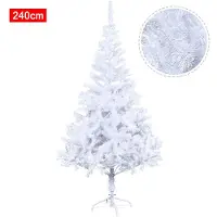 QEENTOE Albero di Natale artificiale , 240 cm, albero di Natale in PVC bianco, abete artificiale con supporto in metallo, decorazione natalizia per interni