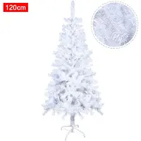 QEENTOE Albero di Natale artificiale , 120 cm, albero di Natale in PVC bianco, abete artificiale con supporto in metallo, decorazione natalizia per interni