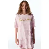 Pentik Camicia da notte 'Tom&jerry Nachthemd mit Katzenmuster und kurzen Ärmeln' cipria