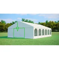 Ambitent Parete frontale con ingresso stretto per tendone per feste MAX+, larghezza 8 m – PVC, altezza 2,6 m, ingresso con zip - Bianco