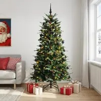 Syfax Albero di Natale artificiale con palline 240 cm 300 LED