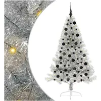 vidaXL Albero di Natale artificiale preilluminato argento 180 cm PET