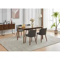 StarTech.com Set di 4 sedie da pranzo - Sedie imbottite rivestite in tessuto - Gambe in legno - Schienale sagomato - Imbottitura dello schienale e della seduta spessa - Piedini regolabili - Grigio