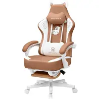 OEM Sedia da gaming con orecchie a forma di gatto, rivestita in ecopelle, regolabile, capacità massima di 150 kg, colore marrone