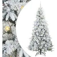 vidaXL Albero di Natale artificiale pieghevole bianco 210 cm PE e PVC
