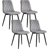Relaxdays , set di 4 sedie da pranzo, tessuto velluto, gambe in metallo, portata massima 120 kg, adatte per soggiorno e cucina, sedia da cucina imbottita, colore grigio