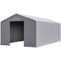 Ambitent Tenda magazzino mobile 6x12 m – telo in PVC 720 g/m², acciaio zincato Ø76 mm, portone scorrevole 2,6x3 m, altezza laterale 3 m - Grigio