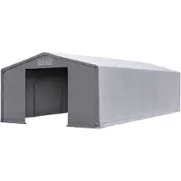 Ambitent Tenda magazzino mobile 8x12 m – telo in PVC 720 g/m², acciaio zincato Ø76 mm, portone scorrevole 3,6x3 m, altezza laterale 3 m - Grigio