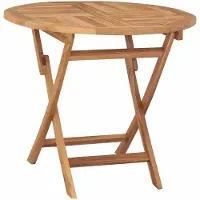 Syfax Tavolo da Giardino Pieghevole Naturale Ø 90 x 75 cm