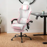 TANYEAR Sedia da gaming , ergonomica, girevole e regolabile in altezza, con schienale regolabile, rivestita in velluto, colore rosa