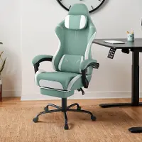 TANYEAR Sedia da gaming , ergonomica, girevole e regolabile in altezza, con schienale regolabile, rivestita in velluto, colore verde