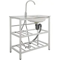 Merkloos Lavello in acciaio inossidabile da incasso, con rubinetto a 360°, dimensioni 75 x 40 x 78 cm