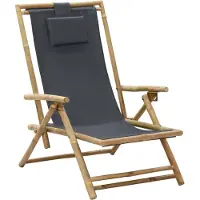 Merkloos Poltrona reclinabile in bambù con cuscino, ideale per giardino e terrazza