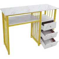 Merkloos Tavolo da manicure con 3 cassetti e finitura effetto marmo