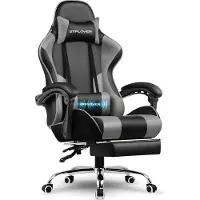 OEM Sedia da gaming con funzione massaggio, poggiapiedi, colore grigio, rivestita in ecopelle