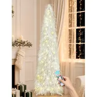 Merkloos Albero di Natale pop-up - Decorazioni scintillanti - 183 cm - Bianco - 100 luci LED con telecomando