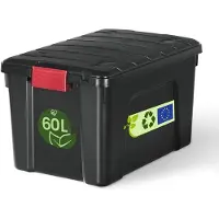 Merkloos Contenitore in plastica - Nero - 60 litri - 59 x 39,5 x 35,5 cm - Impilabile