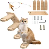 Merkloos Tiragraffi per gatti - Scaletta in legno - 4 gradini - Corda di juta - Fino a 15 kg