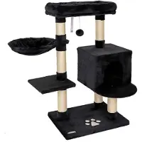 Merkloos Tiragraffi per gatti - Sisal - Altezza 93 cm - Cuccia e grotta - Nero