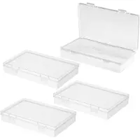 Merkloos Scatola di plastica trasparente per piccoli oggetti - 14,5 x 8,8 x 3 cm - confezione da 4 pezzi - impilabile