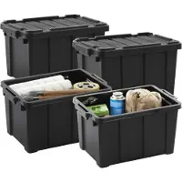 Merkloos Contenitore in plastica - Contenitore per riporre - 21 L - Set da 4 - Nero