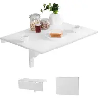 RELAX4LIFE Tavolino da parete pieghevole, 80 x 60 cm, bianco, in legno MDF, con capacità di carico fino a 40 kg