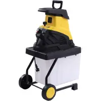 LTPRTZ Trituratore elettrico per giardino - Trituratore di legno e potature - Per la lavorazione dei rifiuti del giardino - Motore potente da 2500W - Larghezza di taglio di 45 mm - Colore: nero e giallo