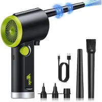 LTPRTZ Soffiatore elettrico per foglie - Aspirapolvere per polvere - Pulizia di apparecchi - Controllo continuo della velocità - 6000 mAh - Nero