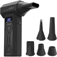 LTPRTZ Soffiatore elettrico per tessuti - Soffiatore a batteria per foglie - Per la pulizia di apparecchi - 4 velocità regolabili - Batteria da 4000 mAh - Colore nero