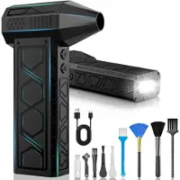 LTPRTZ Soffiatore elettrico a batteria - Mini soffiatore - Per rimuovere la polvere - Con torcia integrata - 180.000 giri al minuto - Colore nero