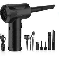 LTPRTZ Soffiatore elettrico a batteria - Aspirapolvere per foglie - Pulizia di superfici - 3 velocità - LED - Batteria da 6000 mAh - Colore nero
