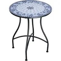 LTPRTZ Tavolo da giardino Mosaic - Tavolo rotondo con balcone - Godetevi l'aria aperta - Flair mediterraneo - 60 cm - Mosaico