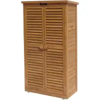 LTPRTZ Armadietto da giardino in legno - Mobiletto per esterni - Contenitore per attrezzi da giardino - Porte di ventilazione - 87 x 46,5 cm - Marrone