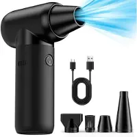 LTPRTZ Soffiatore elettrico a batteria - Aspirapolvere per foglie - Ideale per la pulizia di apparecchi - 3 velocità, 180.000 giri al minuto - Batteria da 9000 mAh - Colore: nero
