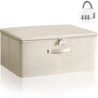 LTPRTZ Contenitore di stoccaggio con serratura - Scatola con lucchetto numerico - Per riporre oggetti in sicurezza - Stabile e impermeabile - 30x20x14 cm - Bianco