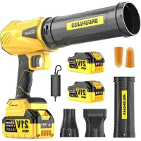 LTPRTZ Accu Bladblazer - Soffiatore a batteria - Per la pulizia del giardino - 3 velocità - 2 batterie - Nero