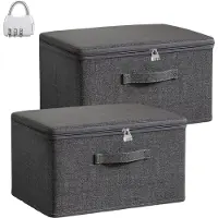 LTPRTZ Scatole portaoggetti con serratura - Contenitori portaoggetti - Organizzazione degli oggetti - Design con chiusura a chiave - L 40 x 30 x 21 cm - Trasparente