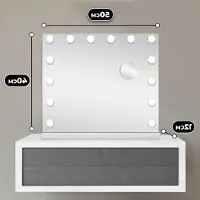 LTPRTZ Specchio da trucco illuminato – Ideale per il trucco – Luce regolabile – 50x40 cm – Bianco