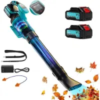 LTPRTZ Accu Bladblazer - Soffiatore da giardino senza fili - Per la cura del giardino - Tecnologia turbo potente - Velocità dell'aria di 255 km/h - Blu