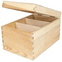 LTPRTZ Scatola portaoggetti in legno - Cassa portaoggetti - Artigianato e decorazione - Tre scomparti - 16 x 24 x 14 cm - Legno naturale