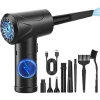 LTPRTZ Soffiatore elettrico a foglia - Pistola a getto d'aria - Per la pulizia di apparecchi - 3 velocità regolabili - Batteria da 6000 mAh - Colore: nero