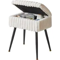 LTPRTZ Tavolo da cappello Sgabello - Poef trucco - Confortevole seduta - Nascosto Spazio per lo stoccaggio - 42x31x46 cm - Bianco