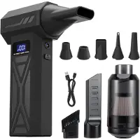 LTPRTZ Aspirapolvere elettrico per tessuti - Soffiatore ad aria a batteria - Per la pulizia di computer - 2-in-1, prestazioni turbo - 4 velocità - Nero
