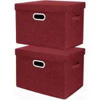 LTPRTZ Contenitore con coperchio - Contenitore pieghevole - Organizzazione degli spazi - Lavabile, materiale resistente - 35 litri, set da 2 - Rosso vino