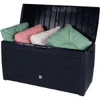 LTPRTZ Contenitore per cuscini da giardino - Mobiletto per esterni con ruote - Contenitore per oggetti da esterno - Con maniglie - 310 litri - Nero