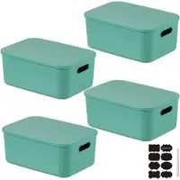 LTPRTZ Scatole di stoccaggio con coperchio - Contenitori impilabili - Organizzazione della casa - Impilabili - 4 pezzi - Verde