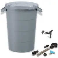 LTPRTZ Serbatoio per l'acqua da giardino - Sistema di raccolta dell'acqua piovana - Soluzione sostenibile per lo stoccaggio dell'acqua - Include sonda e rubinetto - 80 litri - Grigio
