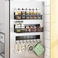 LTPRTZ Portaspezie magnetico - Organizzatore per frigorifero - Contenitore per la cucina - Design magnetico resistente - Set da 3 pezzi - Nero
