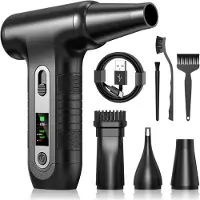 LTPRTZ Soffiatore elettrico portatile - Mini soffiatore - Per la pulizia di superfici - Motore da 200.000 giri al minuto - Batteria da 6000 mAh - Colore nero